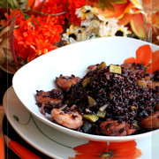 Riso Venere con gamberetti e zucchine.Ризотто из чёрного риса с креветками и цукини