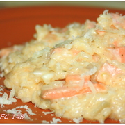 Ризотто с семгой, шамбалой и ароматом белых грибов.