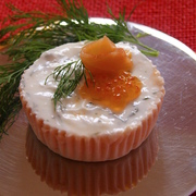 Мусс из сёмги с укропным желе.