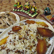 Плов с фасолью и копченой рыбой (Lobyalı plov balıqla)