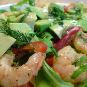 Салат с креветками +Салат с яйцами-пашот//два салата на одной основе