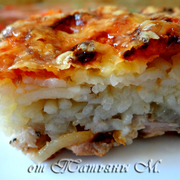 Свинина, запеченная в горчичном маринаде под шубой из картофеля