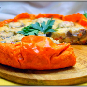 Заливной пирог с овощами и фаршированными грибами. Сливочно-сырный, очень аппетитный. Тест-драйв.