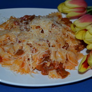 Фарфа́лле  с баклажанами в томатном соусе