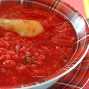 Свекольник с рисом и домашней курой (детское меню, мультиварка)