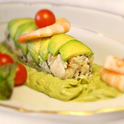 Рулет из креветок и риса Басмати mix с кремом из авокадо