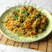 Постный плов из булгура с шампиньонами