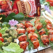 Шашлык "Румяный" с курицей и овощами