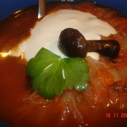 Постный быстрый борщ с опятами