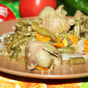 Рагу из нежной куриной печени со стручковой фасолью