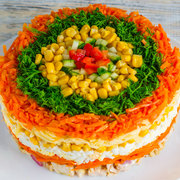 Праздничный салат "Яркая фантазия" на Новогодний стол.