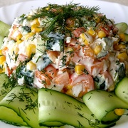 Салат Калейдоскоп на Новый Год! С курицей, перцем, кукурузой