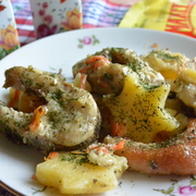 Щука с картошкой под майонезом