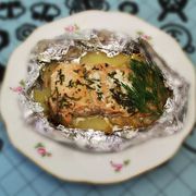 Рыба в фольге с ананасами 