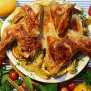 Пряная утка с яблоками и апельсинами 