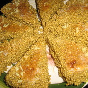 Чесночные гренки из пшенной каши.