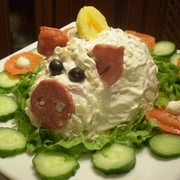 Оливье-"Богатенький поросёнок"-украшение блюд