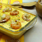 Рыба по-неаполитански или "нарядная" запеканка из судака с креветками. Дуэль!