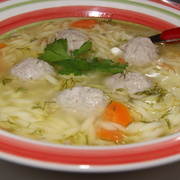 Суп-бульон с пастой орзо и фаршированными фрикаделями. Юбилейный