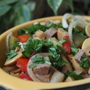 Салат из языка с шампиньонами