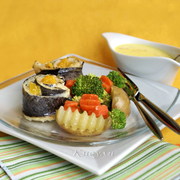 Рыбные рулетики с апельсиновым соусом