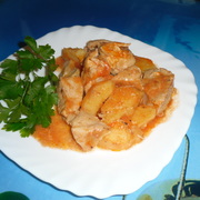 Соте из куриного филе, айвы и ананаса "Оранж"