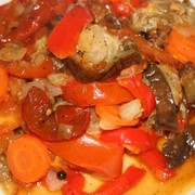 Летнее соте из овощей с имбирем